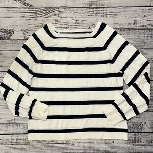 Adrianna Papell Navy and Cream Striped Knit top Sz. M